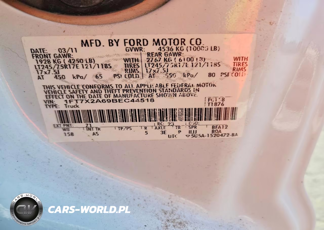 2011 Ford F250 Super Duty VIN:1FT7X2A69BEC44518 - 12