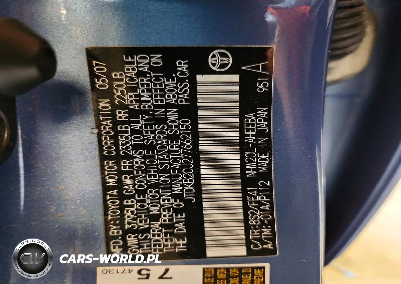 2007 Toyota Prius Base VIN:JTDKB20U277662150 - 12