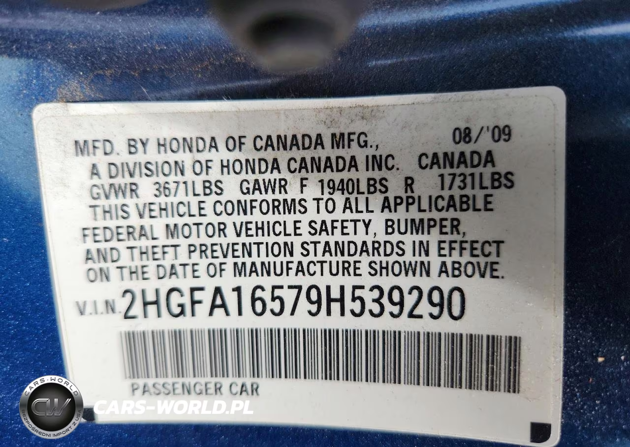 2009 Honda Civic Lx VIN:2HGFA16579H539290 - 13
