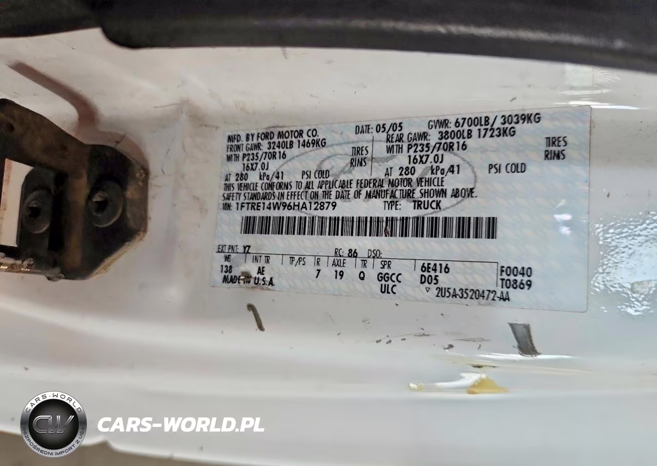 2006 Ford Econoline E150 Van VIN:1FTRE14W96HA12879 - 13