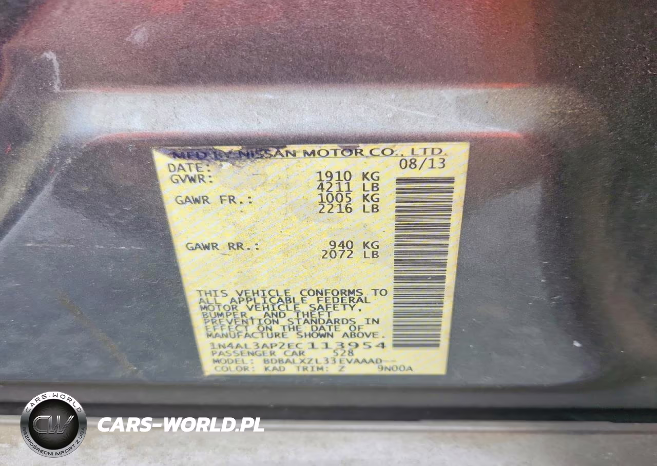 2014 Nissan Altima 2.5 VIN:1N4AL3AP2EC113954 - 12