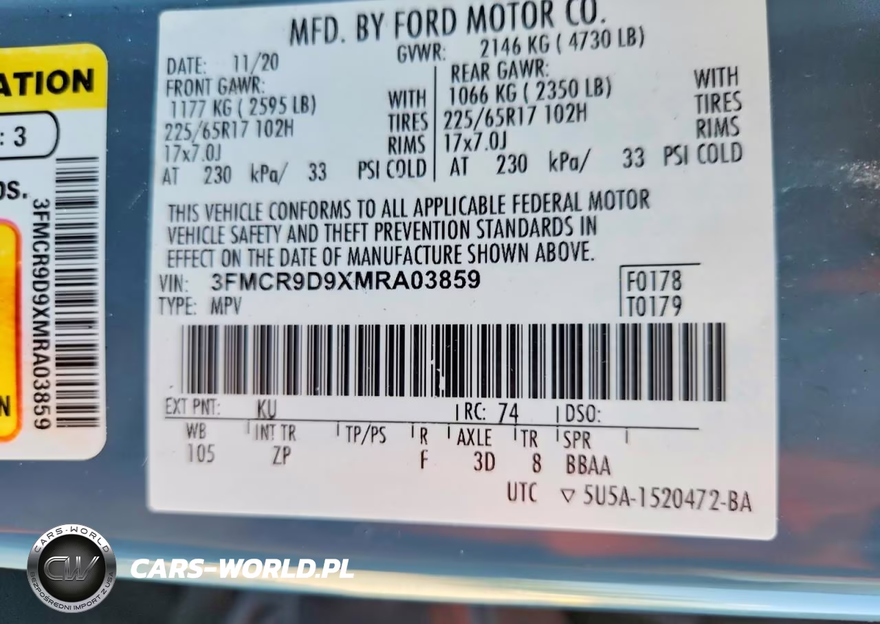 2021 Ford Bronco Sport Badlands VIN:3FMCR9D9XMRA03859 - 13