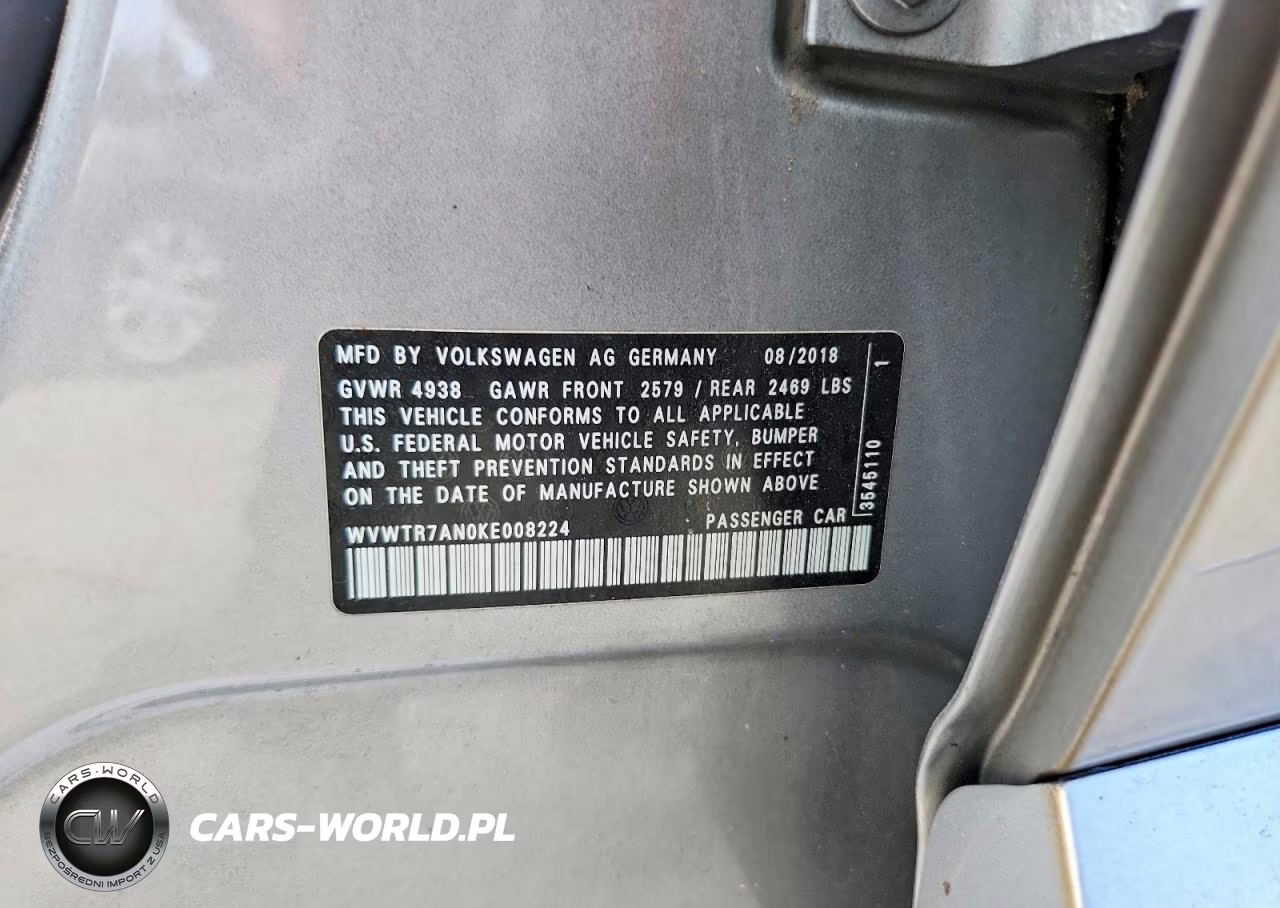 2019 Volkswagen Arteon Sel Premium VIN:WVWTR7AN0KE008224 - 12