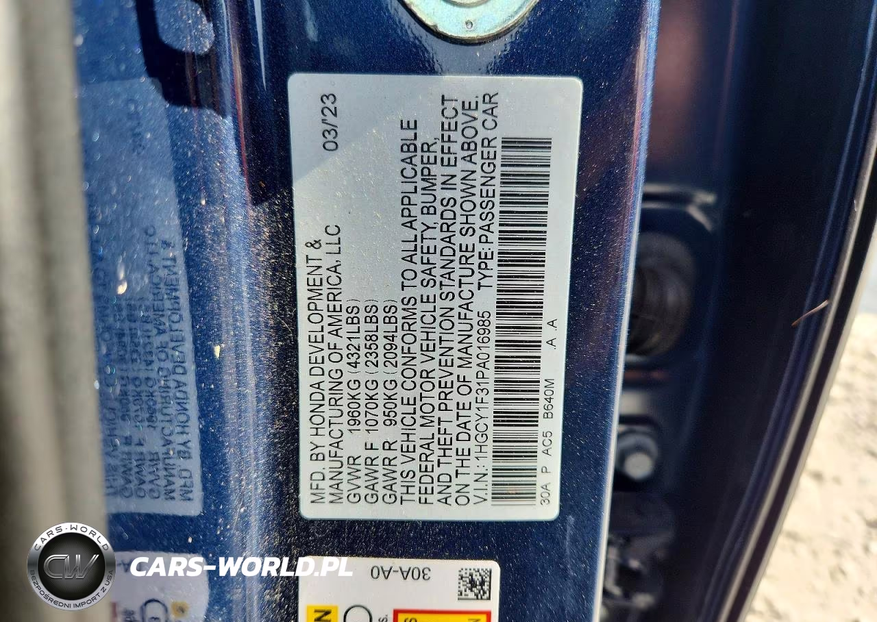 2023 Honda Accord Ex VIN:1HGCY1F31PA016985 - 13