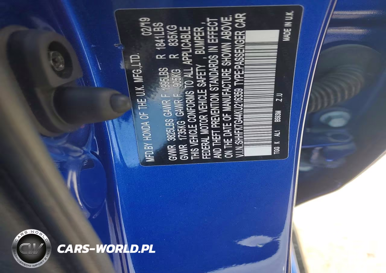 2019 Honda Civic Sport VIN:SHHFK7G44KU216359 - 12