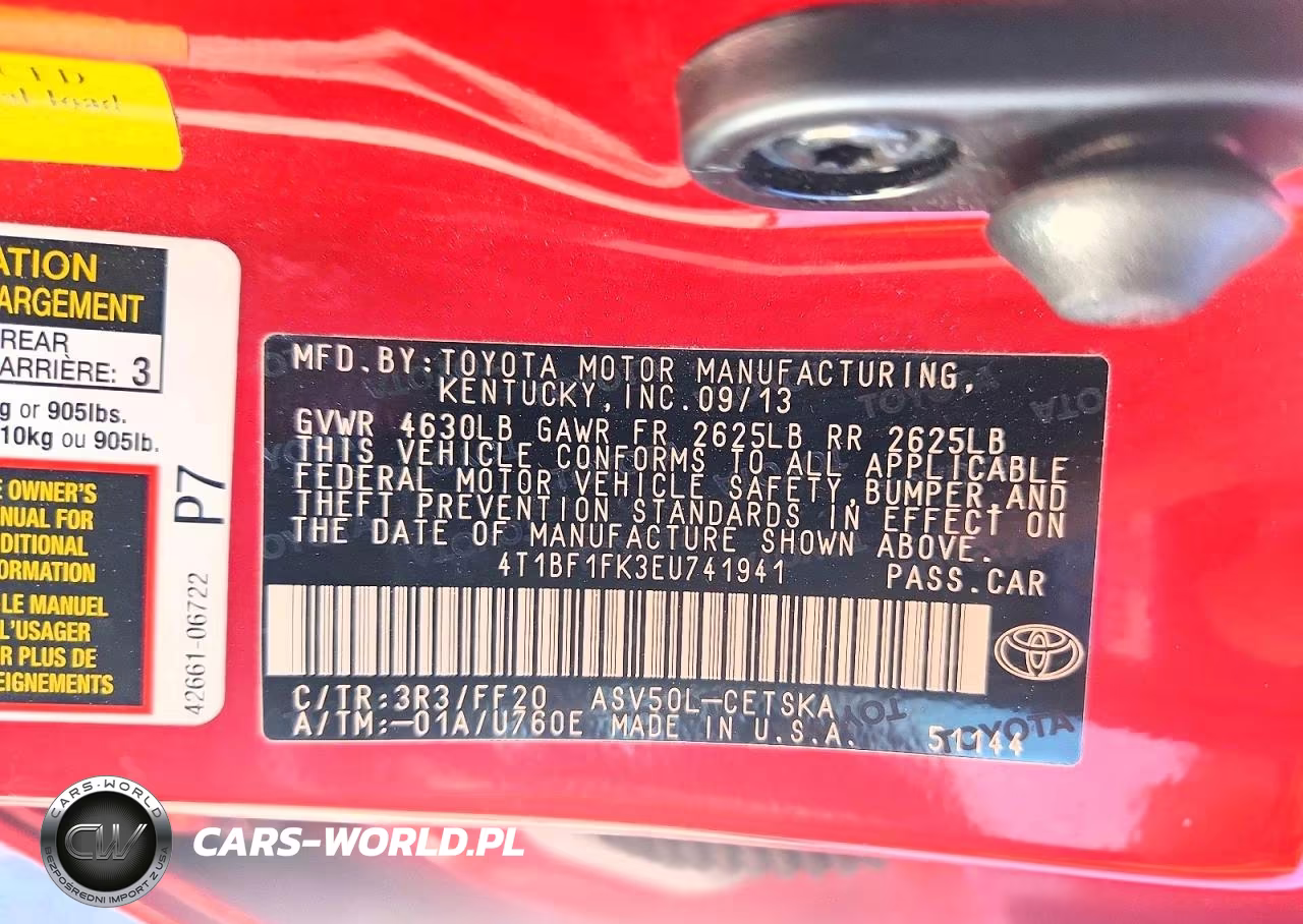 2014 Toyota Camry Se VIN:4T1BF1FK3EU741941 - 12