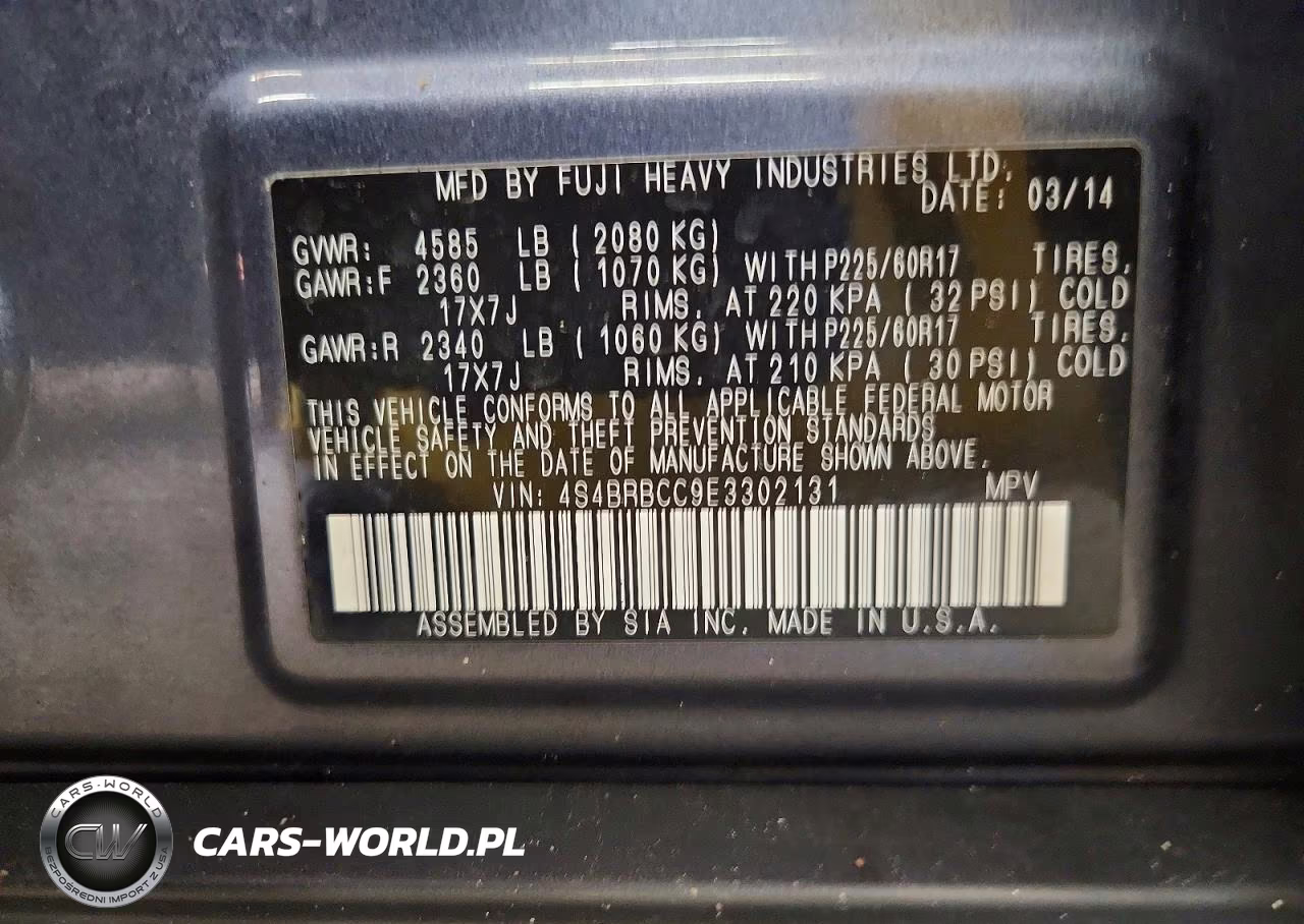 2014 Subaru Outback 2.5I Premium VIN:4S4BRBCC9E3302131 - 13