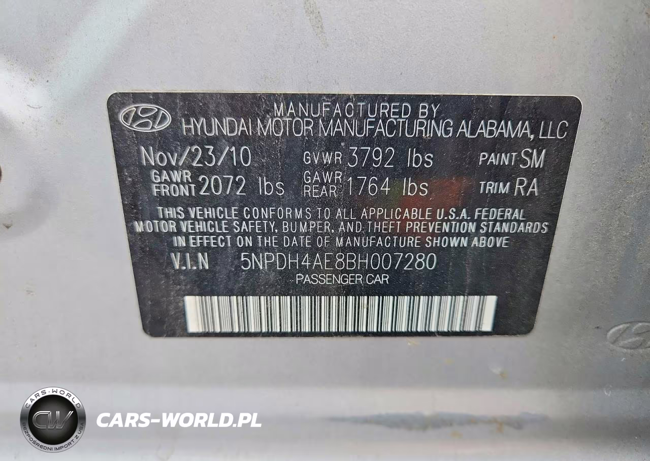 2011 Hyundai Elantra Gls VIN:5NPDH4AE8BH007280 - 12