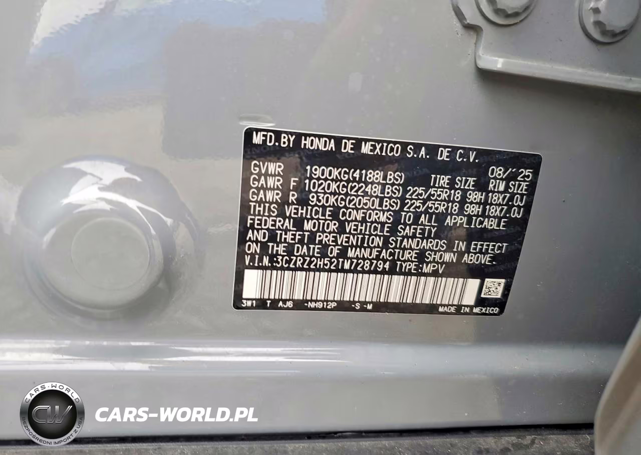 2026 Honda Hr-V Sport VIN:3CZRZ2H52TM728794 - 13