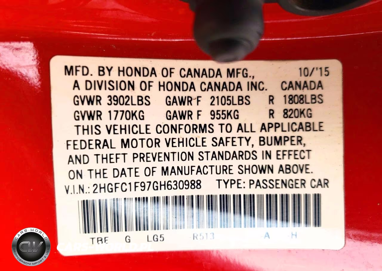 2016 Honda Civic Touring VIN:2HGFC1F97GH630988 - 12