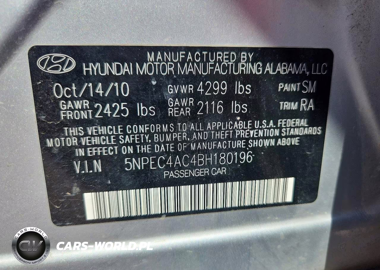 2011 Hyundai Sonata Limited VIN:5NPEC4AC4BH180196 - 12