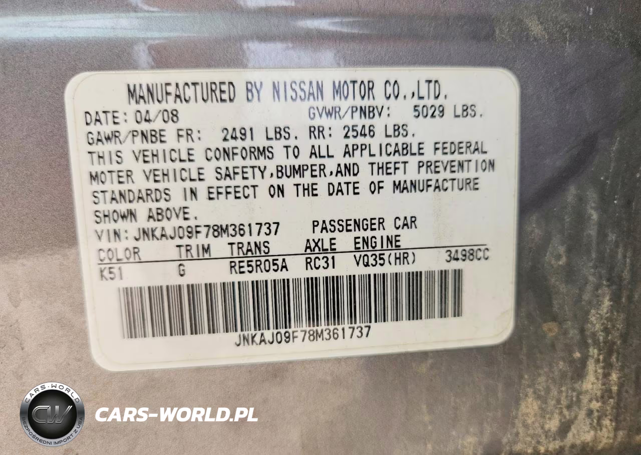 2008 Infiniti Ex35 Base VIN:JNKAJ09F78M361737 - 14