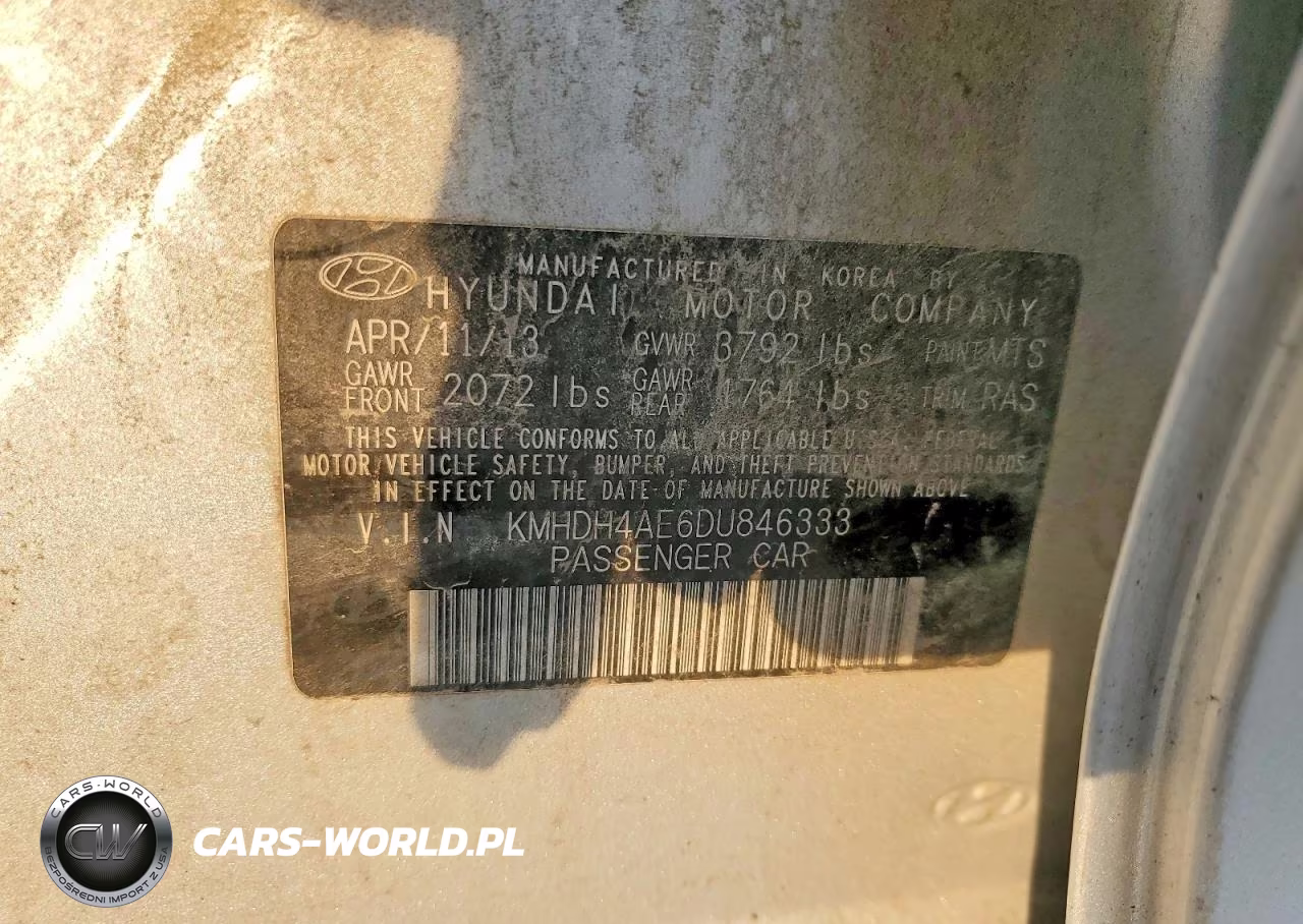 2013 Hyundai Elantra Gls VIN:KMHDH4AE6DU846333 - 12