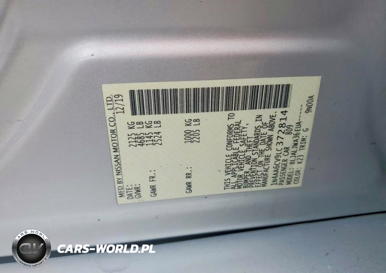 2020 Nissan Maxima Sv VIN:1N4AA6CV9LC372814 - 13