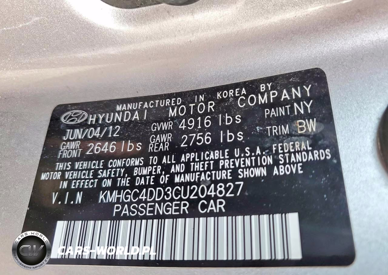 2012 Hyundai Genesis 3.8L VIN:KMHGC4DD3CU204827 - 13