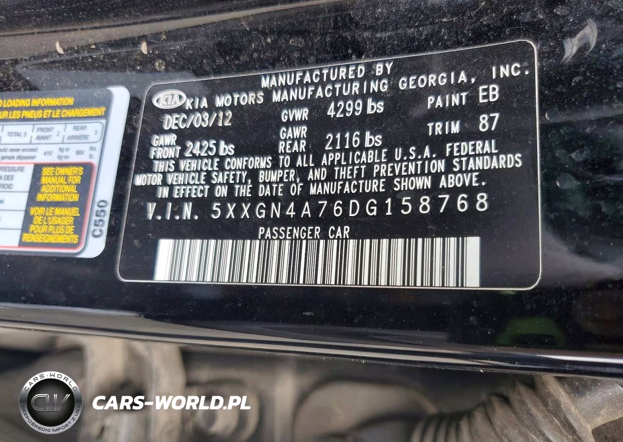 2013 Kia Optima Ex VIN:5XXGN4A76DG158768 - 13