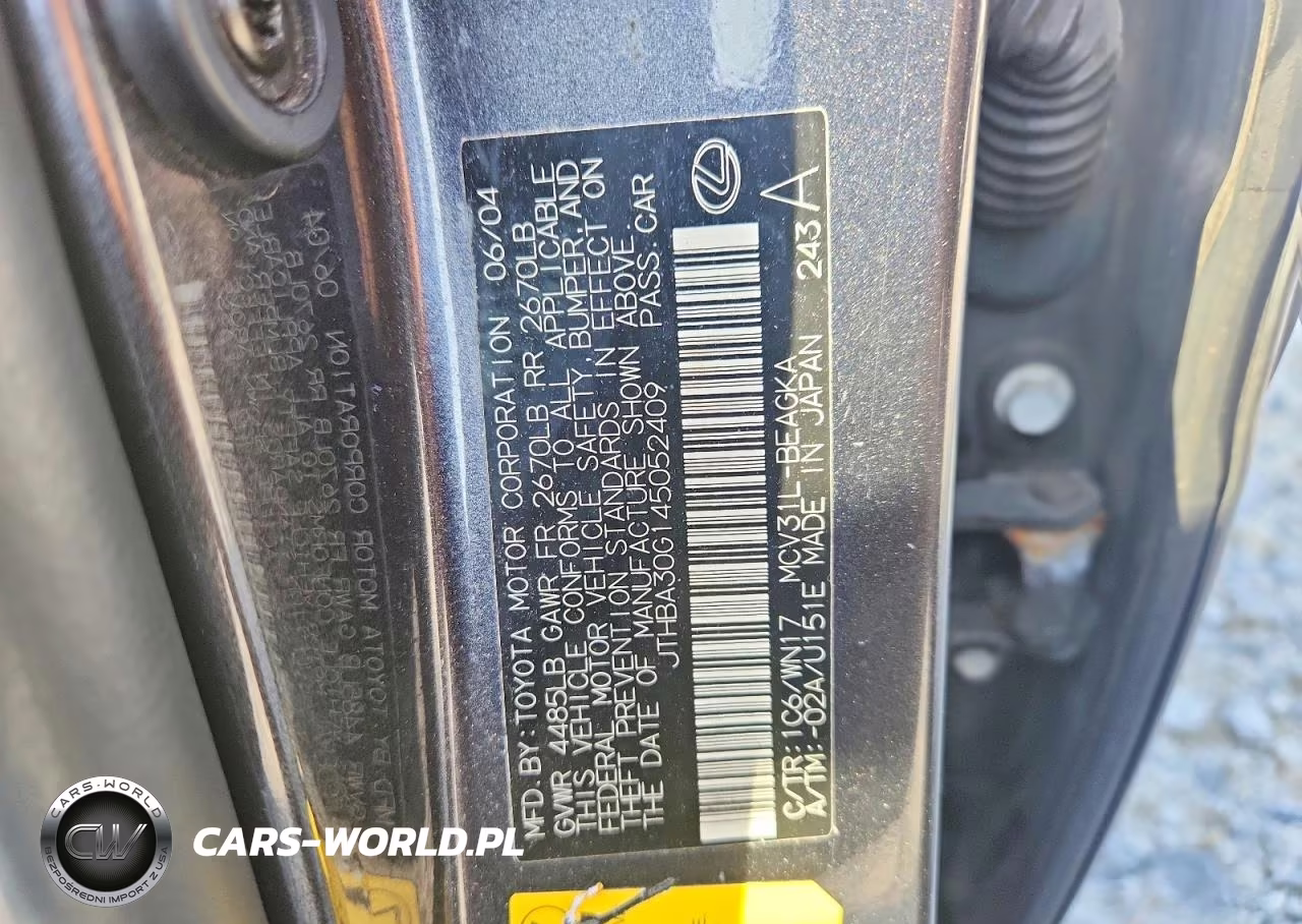 2004 LEXUS ES 330 VIN:JTHBA30G145052409 - 12