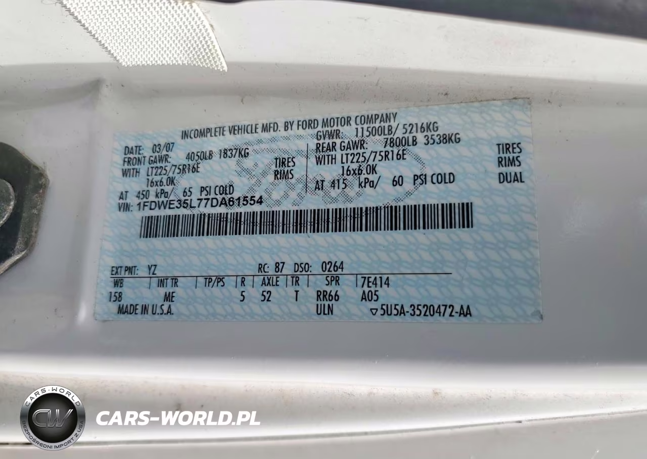2007 Ford 242 VIN:1FDWE35L77DA61554 - 10