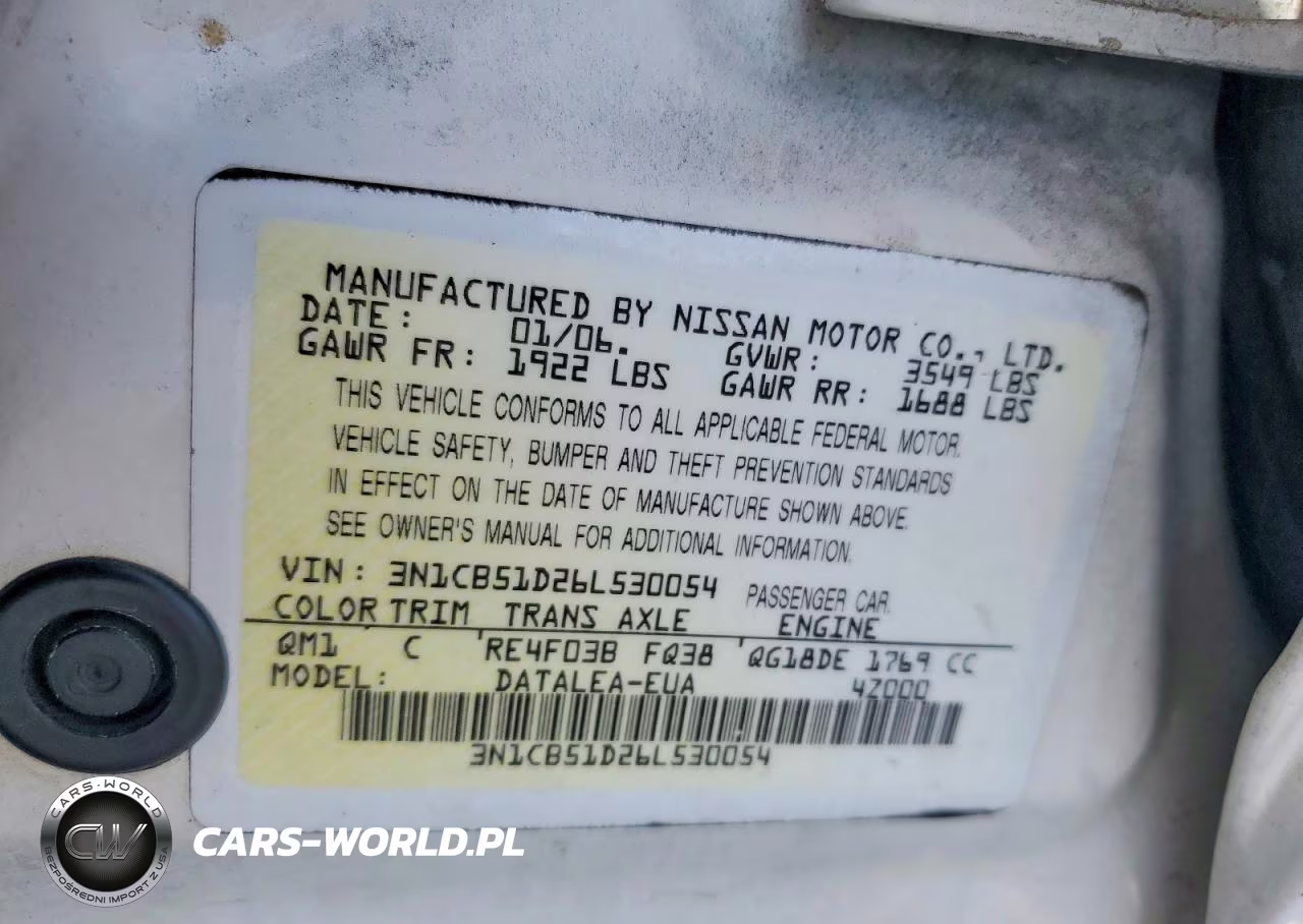 2006 Nissan Sentra 1.8 VIN:3N1CB51D26L530054 - 12