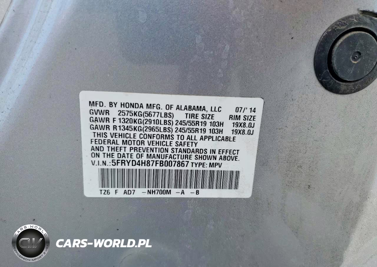 2015 Acura Mdx Advance VIN:5FRYD4H87FB007867 - 13