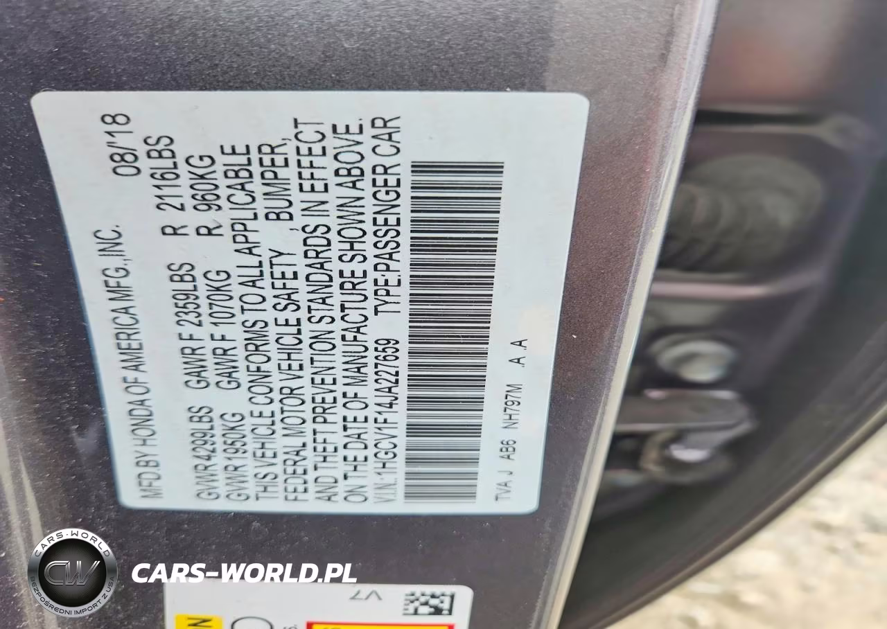 2018 Honda Accord Lx VIN:1HGCV1F14JA227659 - 13