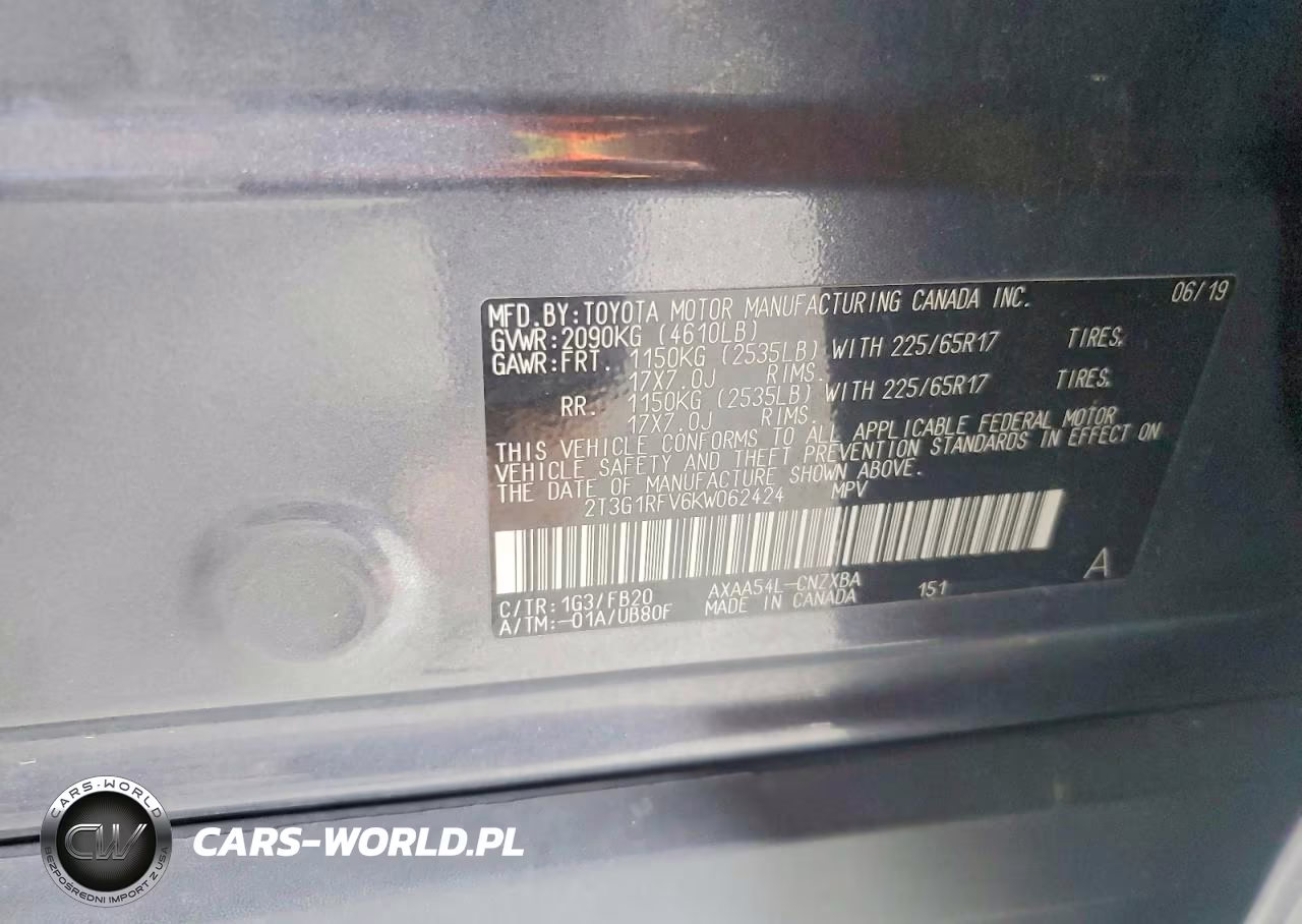 2019 Toyota Rav4 Le VIN:2T3G1RFV6KW062424 - 13