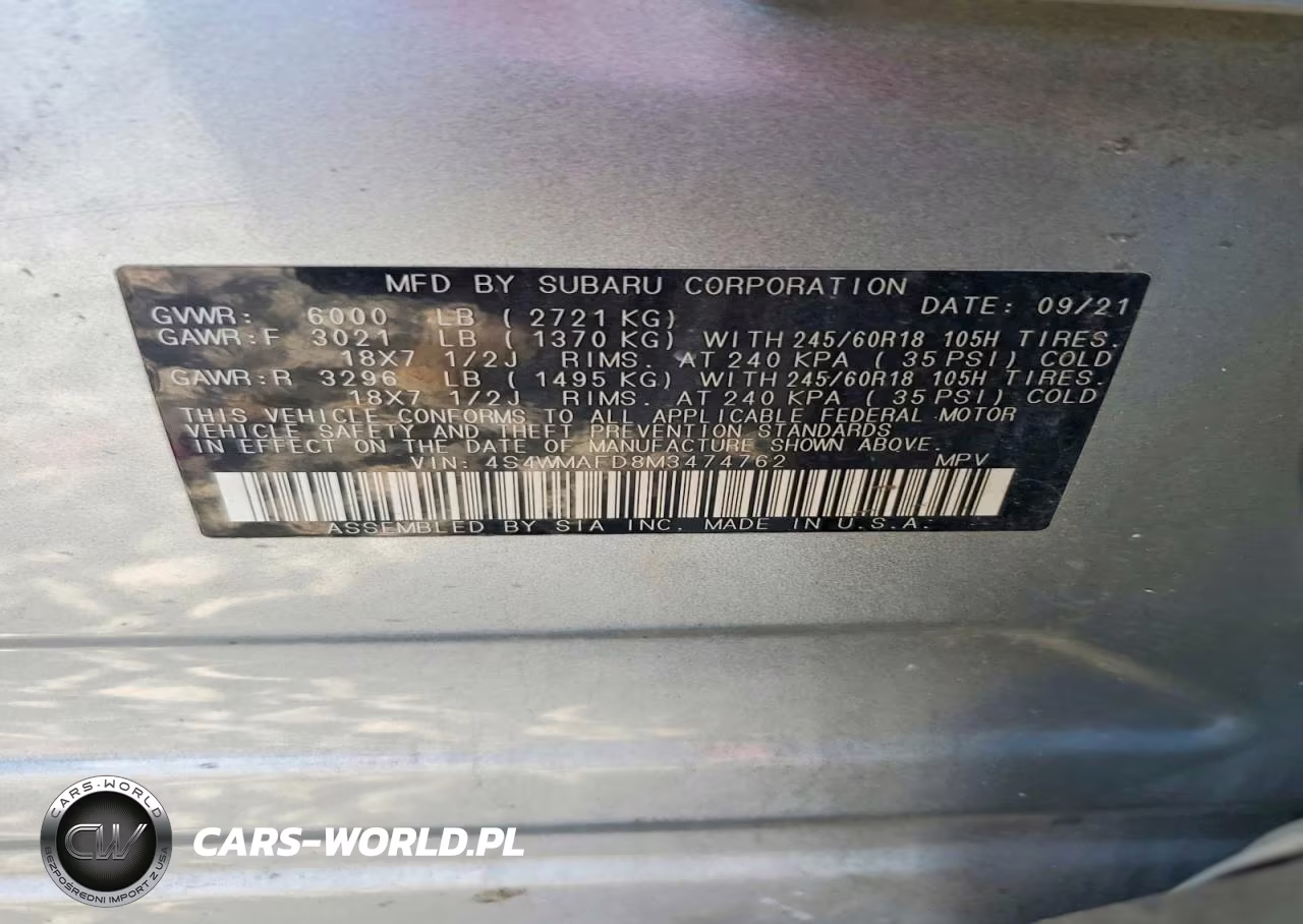 2021 Subaru Ascent Premium VIN:4S4WMAFD8M3474762 - 12