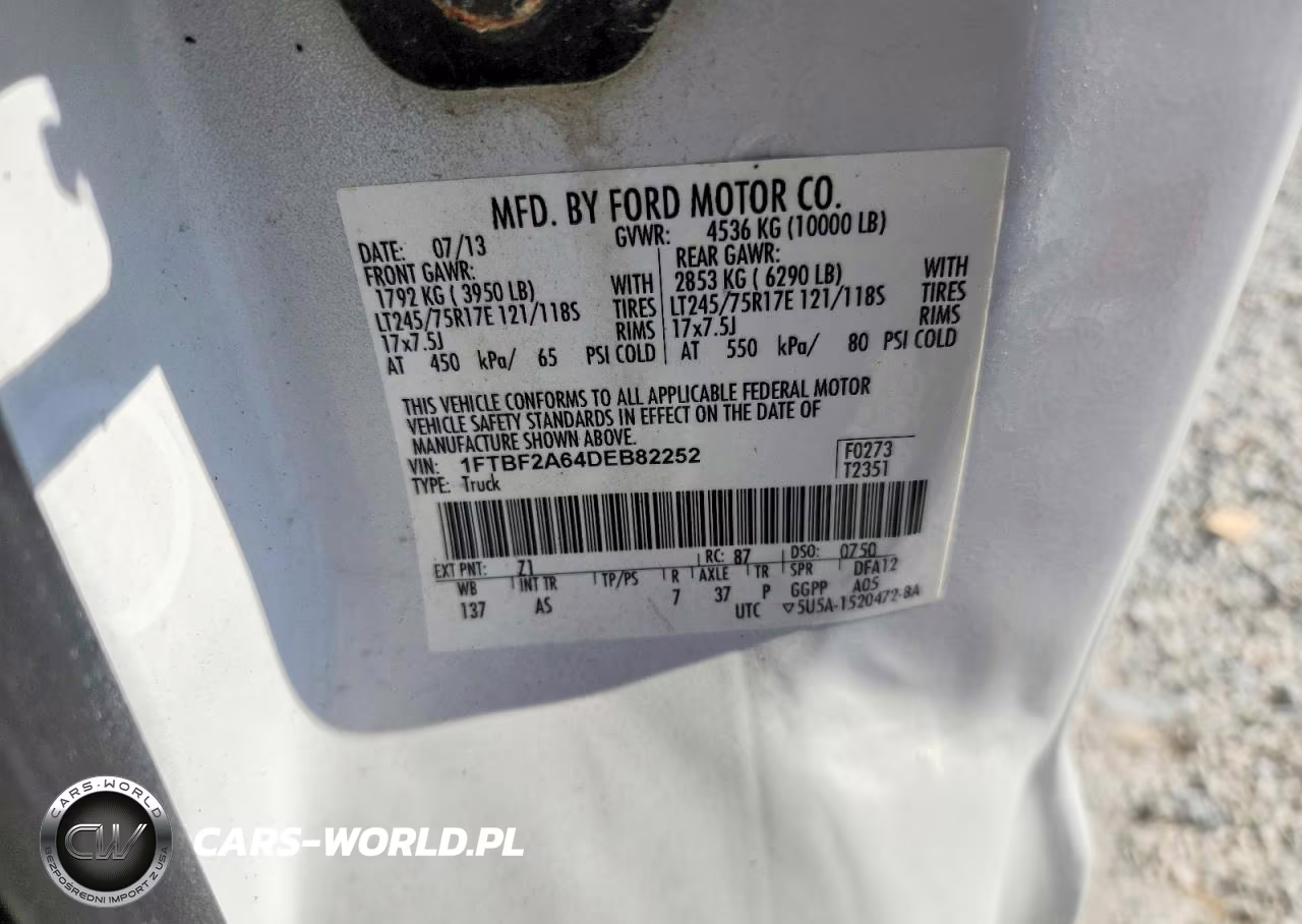2013 Ford F250 Super Duty VIN:1FTBF2A64DEB82252 - 12