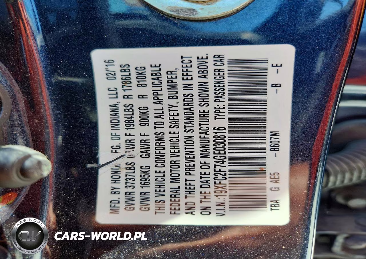 2016 Honda Civic Ex VIN:19XFC2F74GE030816 - 12