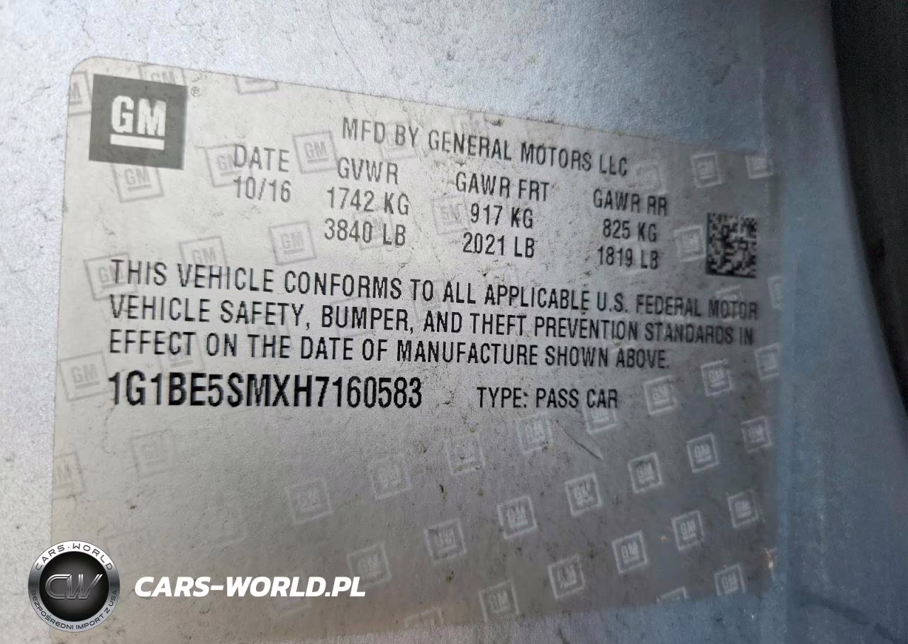 2017 Chevrolet Cruze Lt VIN:1G1BE5SMXH7160583 - 13