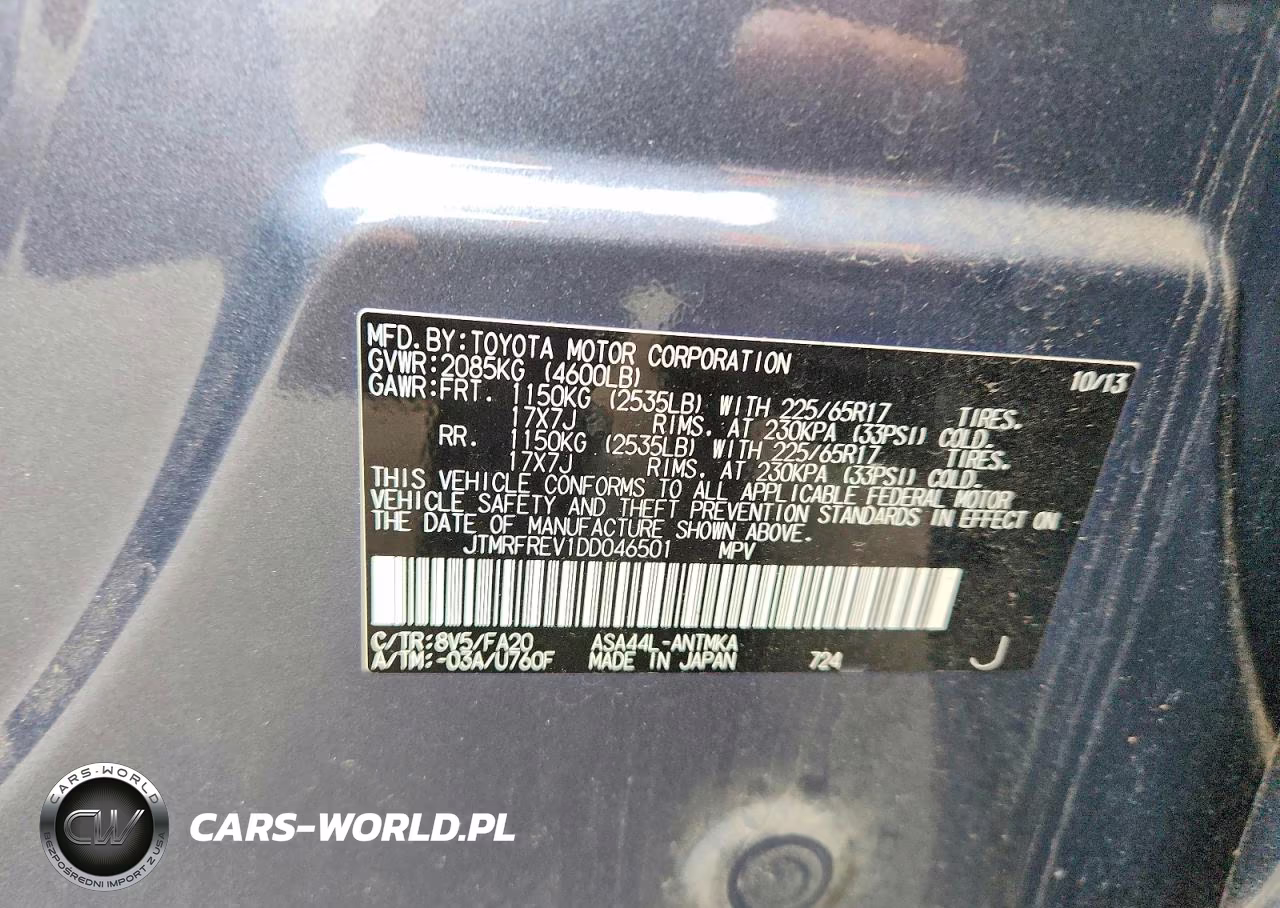 2013 Toyota Rav4 Xle VIN:JTMRFREV1DD046501 - 12