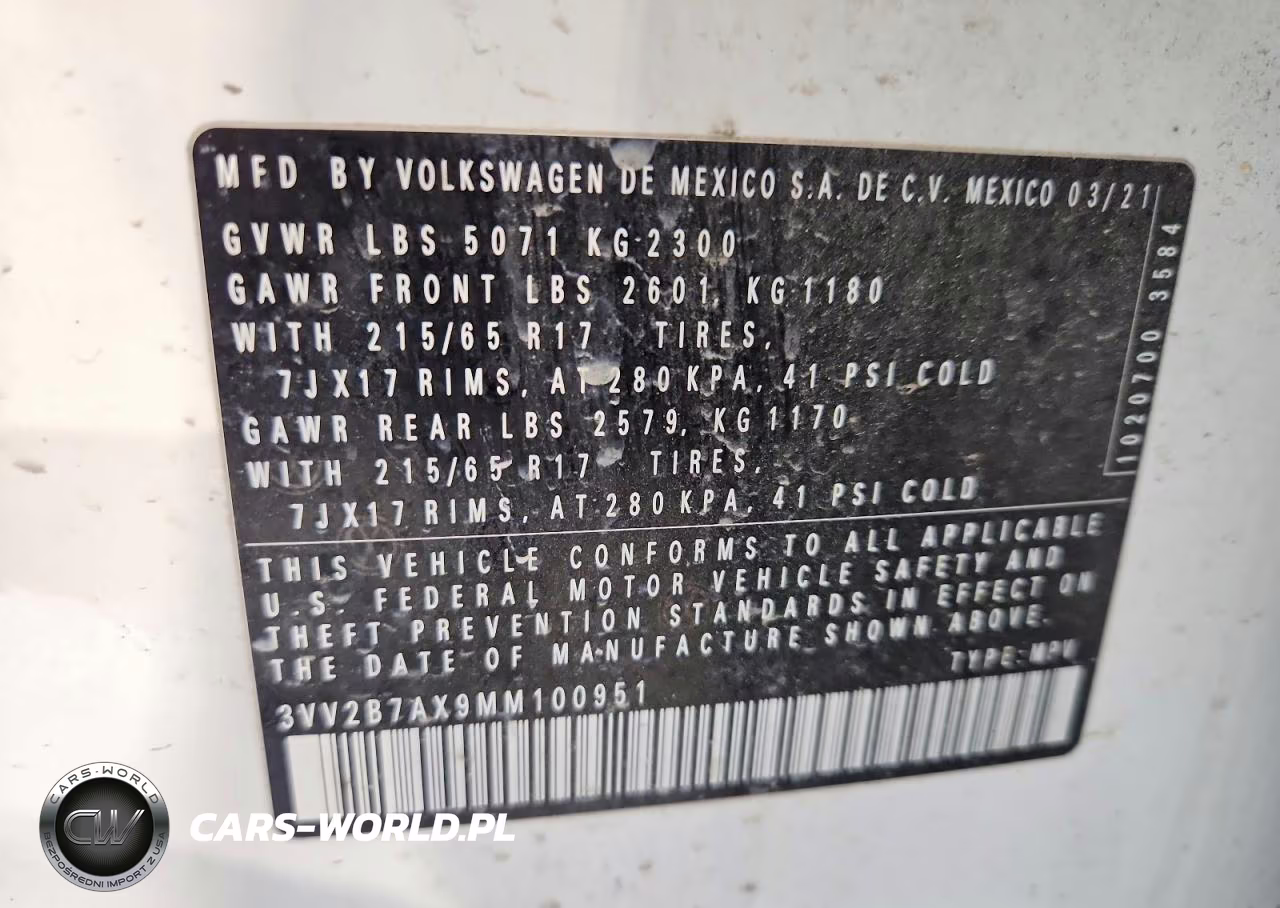 2021 Volkswagen Tiguan Se VIN:3VV2B7AX9MM100951 - 12