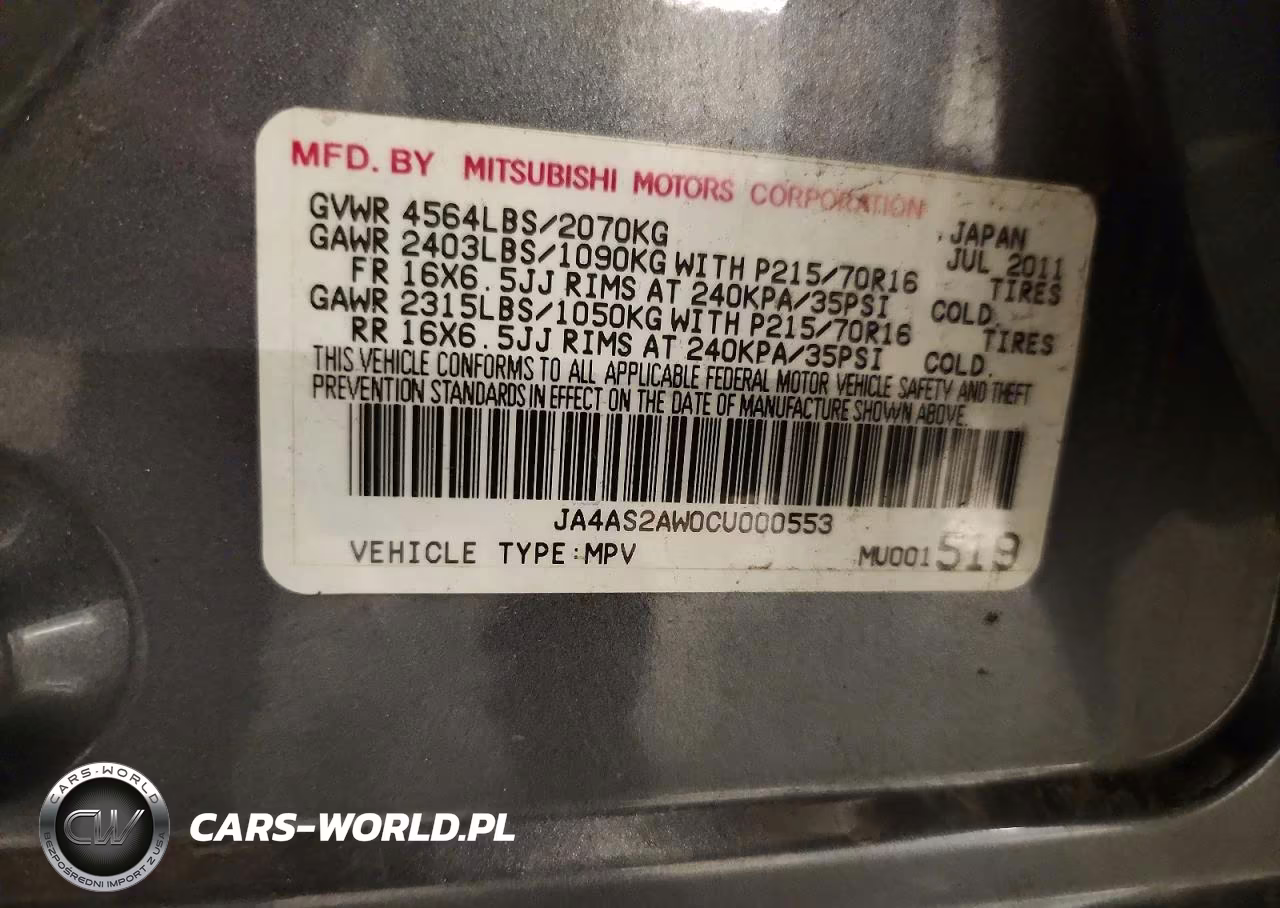 2012 Mitsubishi Outlander Es VIN:JA4AS2AW0CU000553 - 13