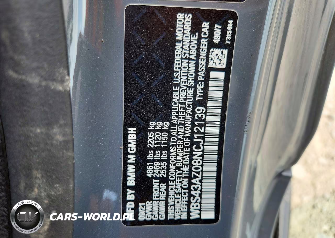 2022 BMW M4 Competition VIN:WBS43AZ08NCJ12139 - 12