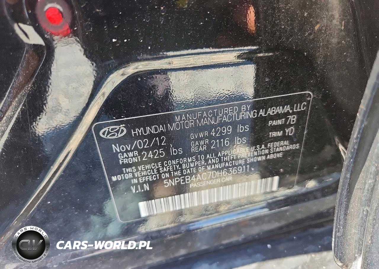 2013 Hyundai Sonata Gls VIN:5NPEB4AC7DH636911 - 13
