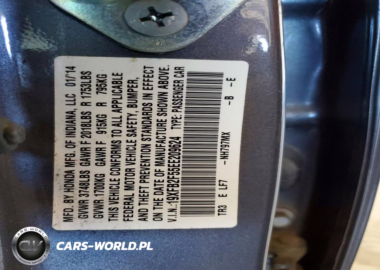 2014 Honda Civic Lx VIN:19XFB2F55EE209624 - 13