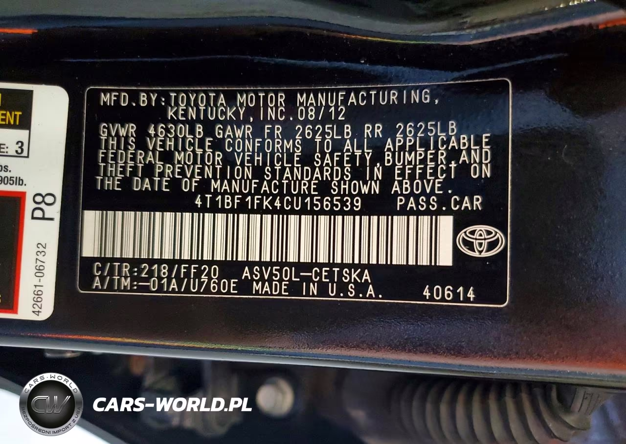 2012 Toyota Camry Se Sport Limited Edition VIN:4T1BF1FK4CU156539 - 12