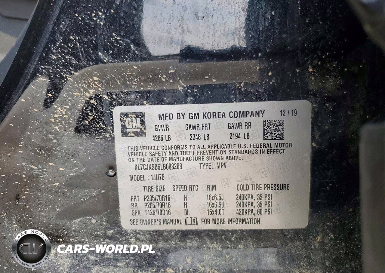 2020 Chevrolet Trax Ls VIN:KL7CJKSB6LB088269 - 12
