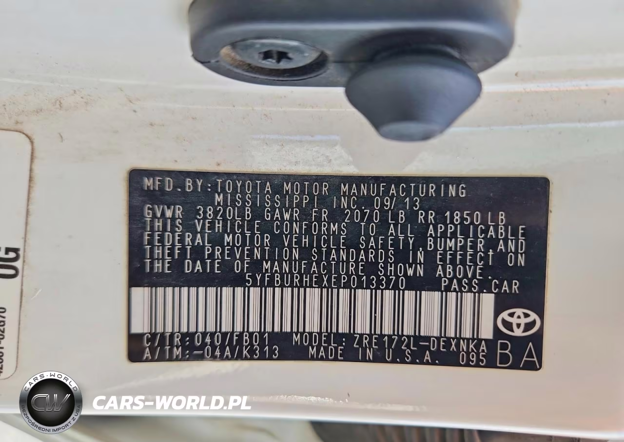 2014 Toyota Corolla Le Plus VIN:5YFBURHEXEP013370 - 13
