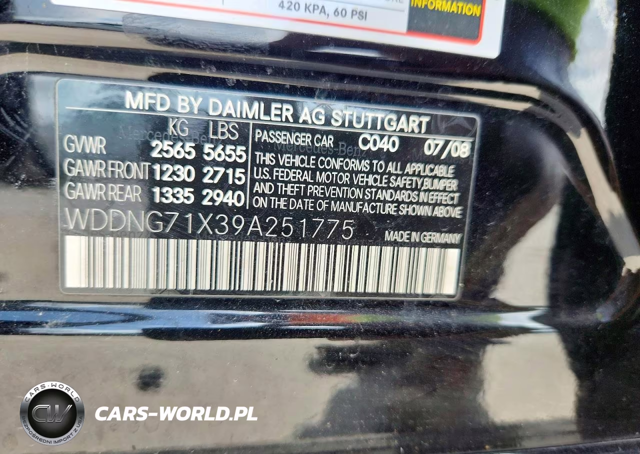 2009 Mercedes-Benz S 550 VIN:WDDNG71X39A251775 - 12