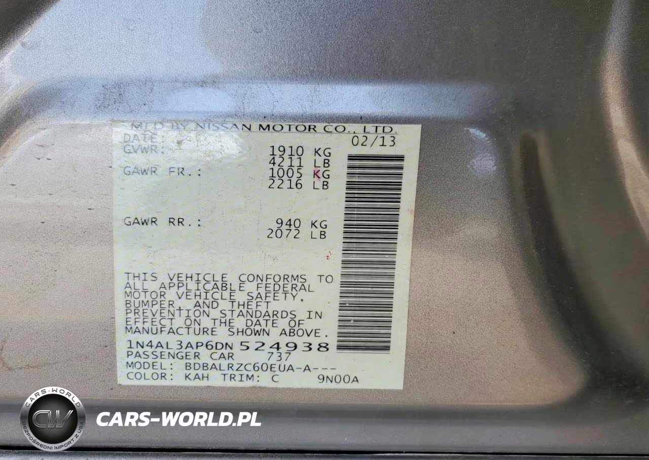 2013 Nissan Altima 2.5 VIN:1N4AL3AP6DN524938 - 12
