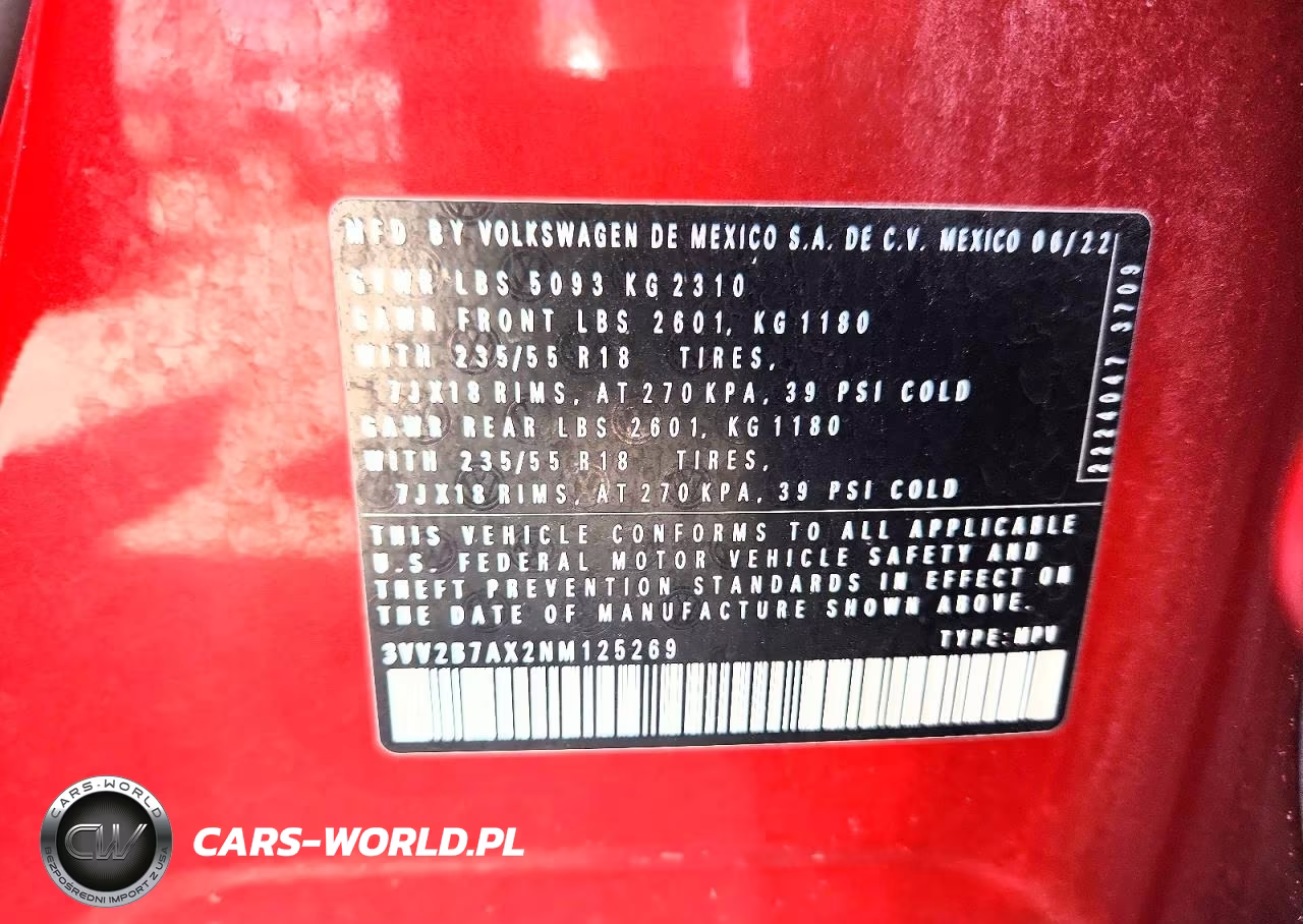 2022 Volkswagen Tiguan Se VIN:3VV2B7AX2NM125269 - 12