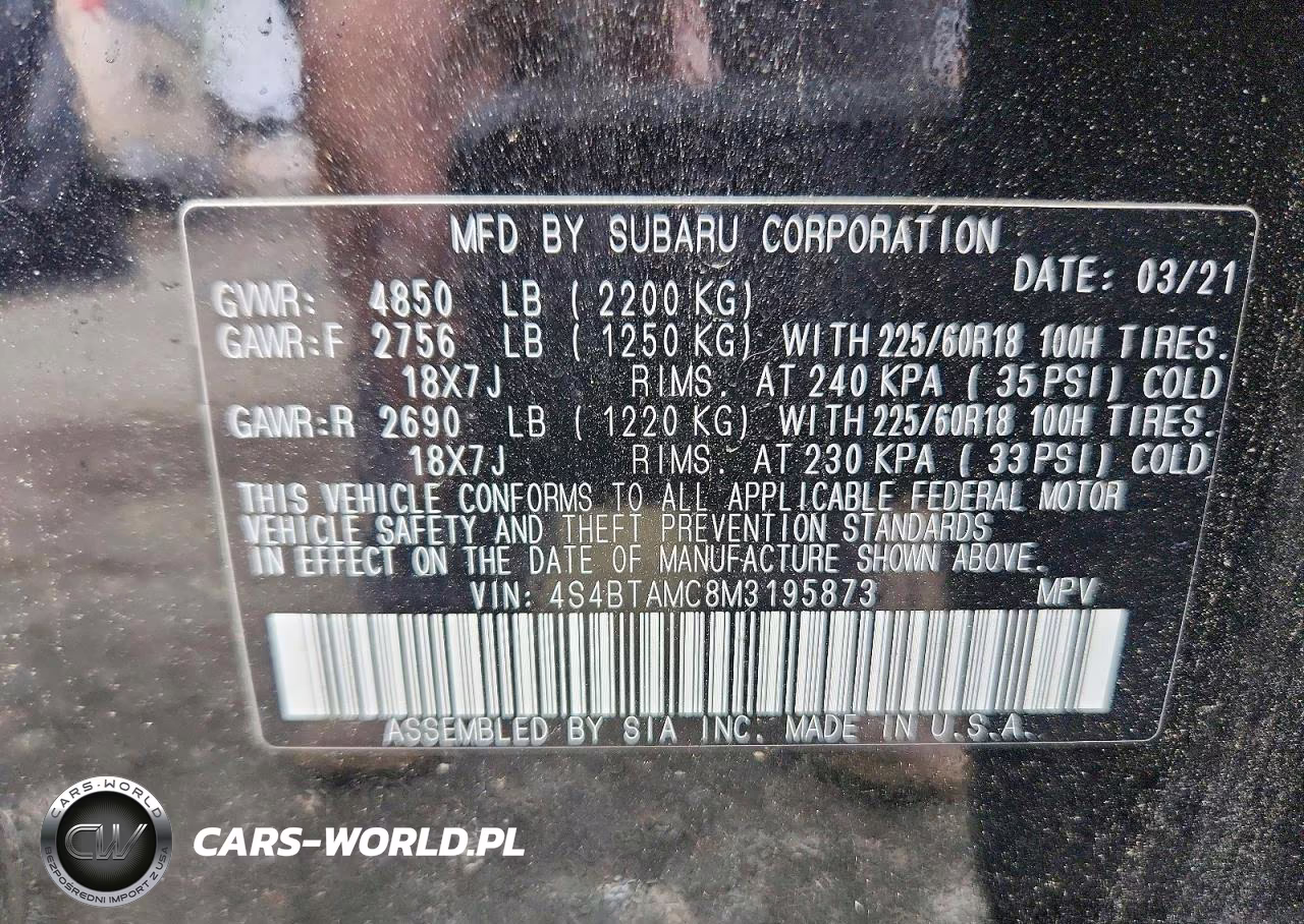 2021 Subaru Outback Limited VIN:4S4BTAMC8M3195873 - 13