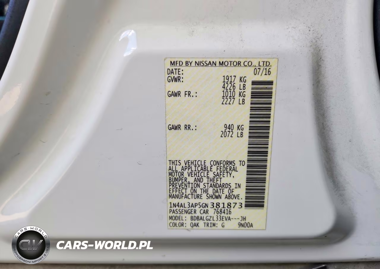 2016 Nissan Altima 2.5 S VIN:1N4AL3AP5GN381873 - 12
