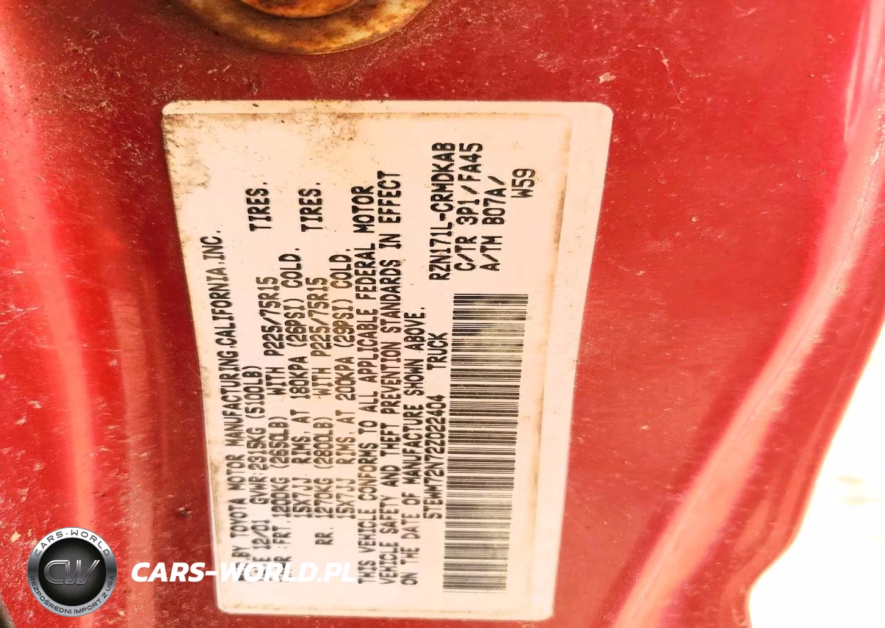2002 Toyota Tacoma Base VIN:5TEWM72N72Z022404 - 12