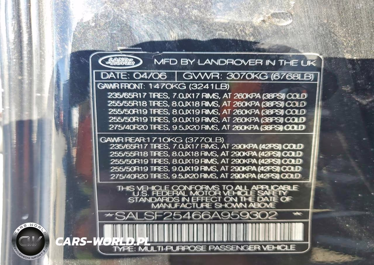 2006 Land Rover Range Rover Sport Hse VIN:SALSF25466A959302 - 13