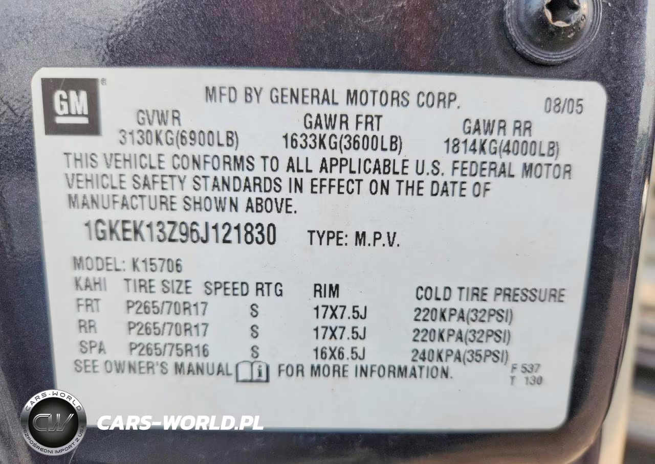2006 GMC Yukon VIN:1GKEK13Z96J121830 - 13