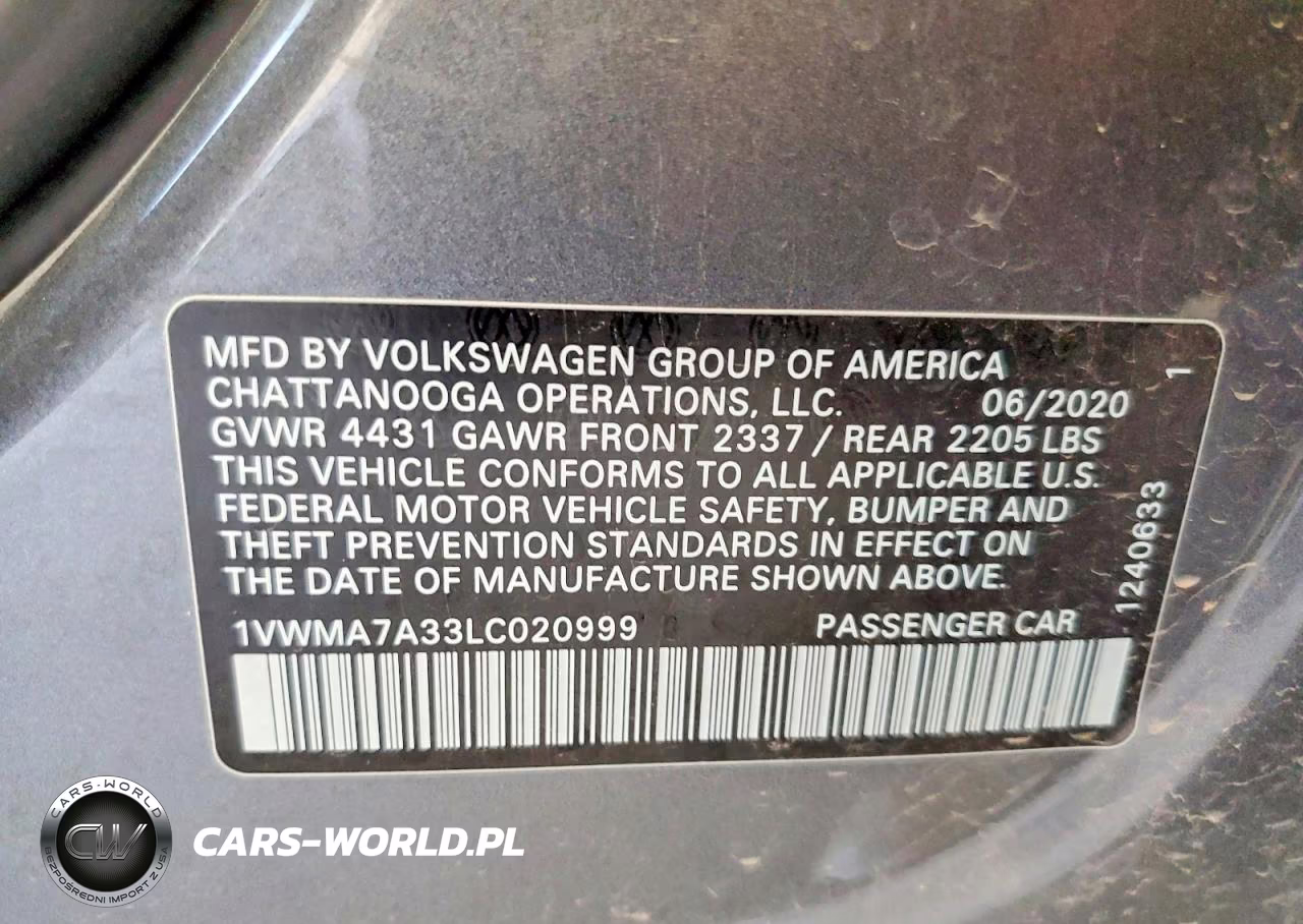 2020 Volkswagen Passat R-Line VIN:1VWMA7A33LC020999 - 12