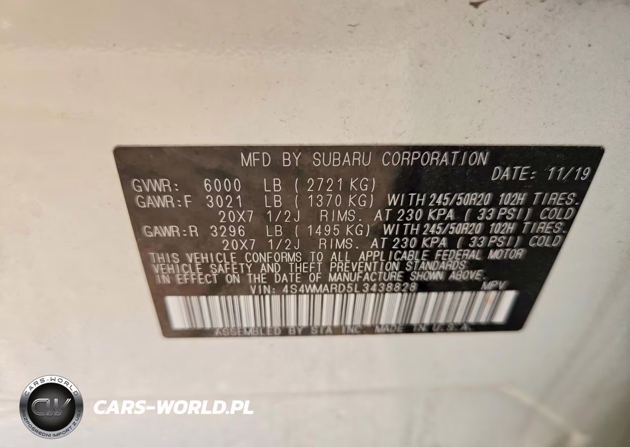 2020 Subaru Ascent Touring VIN:4S4WMARD5L3438828 - 13