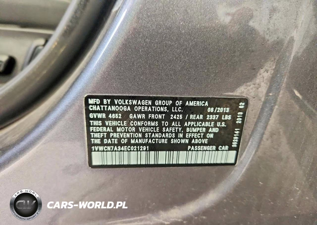 2014 Volkswagen Passat Sel VIN:1VWCN7A34EC021291 - 12